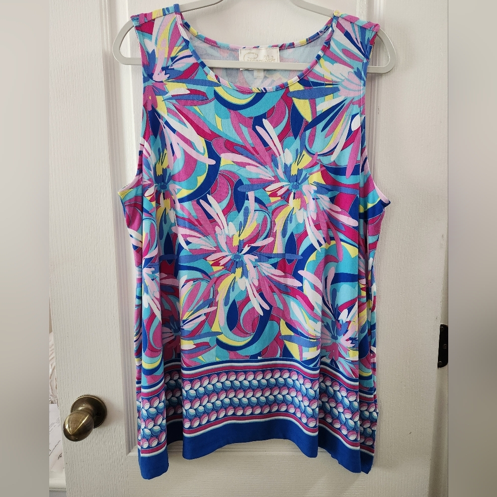 Pappagallo Multicolor Floral Tunic Top
